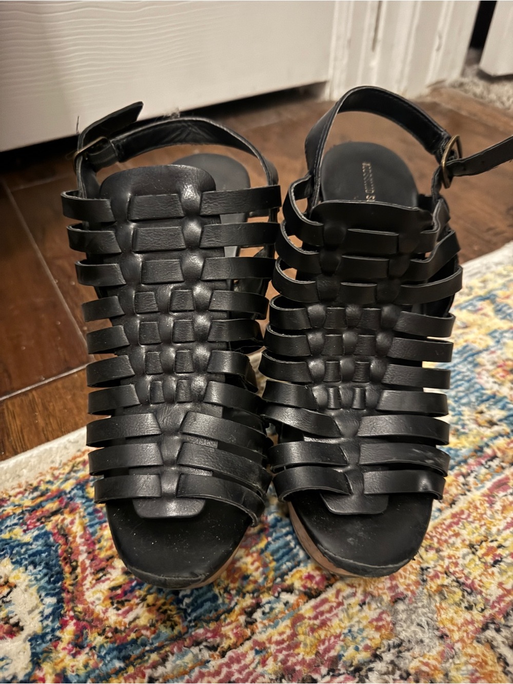 Mossimo Supply Co. Black Strappy Woven Gladiator Sandals